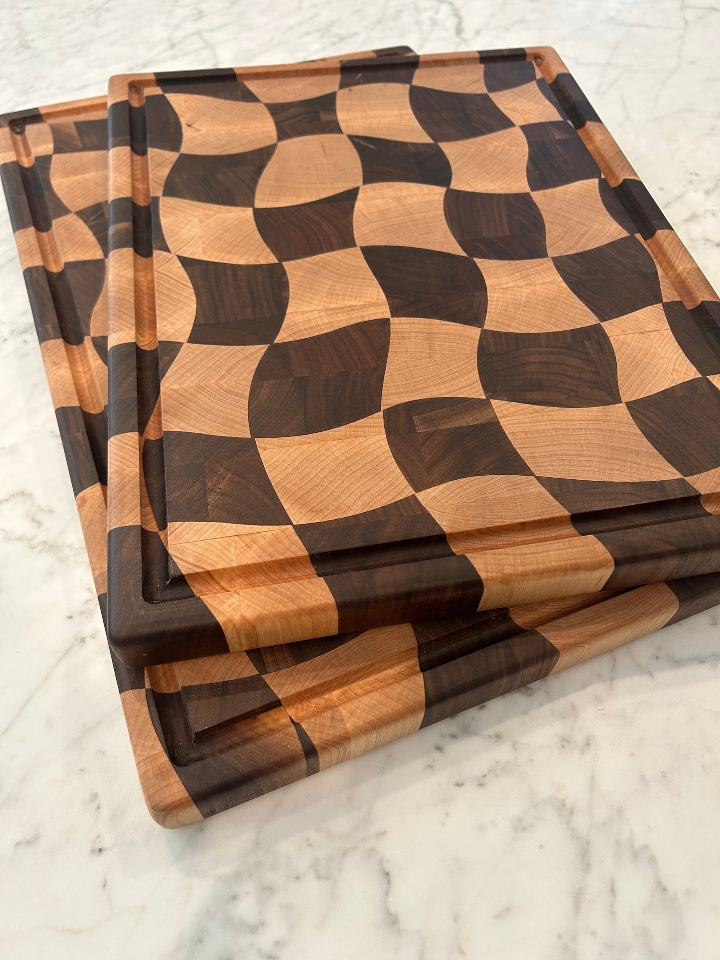 Ripple Checkerboard Artisan Cutting Boards