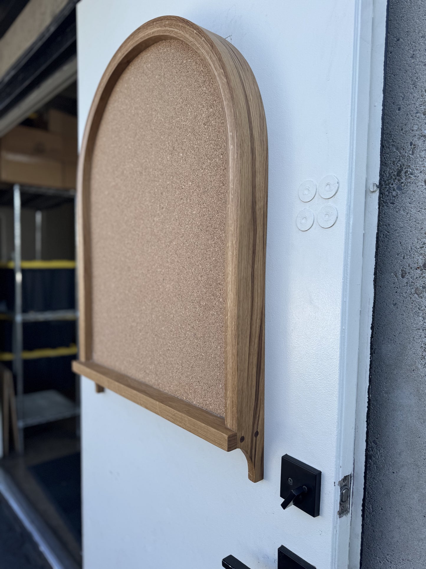 Modern Curved Cork Memo Board | Handcrafted Wood + Cork Wall Organizer
