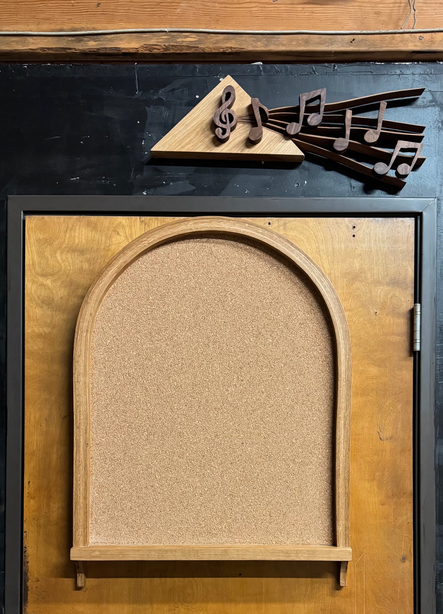 Modern Curved Cork Memo Board | Handcrafted Wood + Cork Wall Organizer